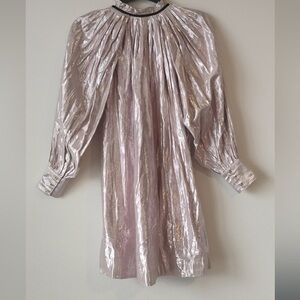 Velveteen Kids Formal Dress in Metallic Silver/ pink/ gold/black detailing